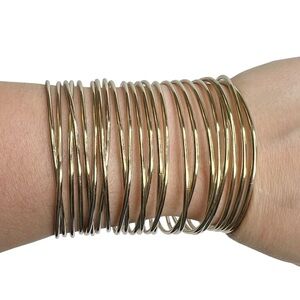 Gold Tone Super Wide Open Wire Coil Cuff Bracelet